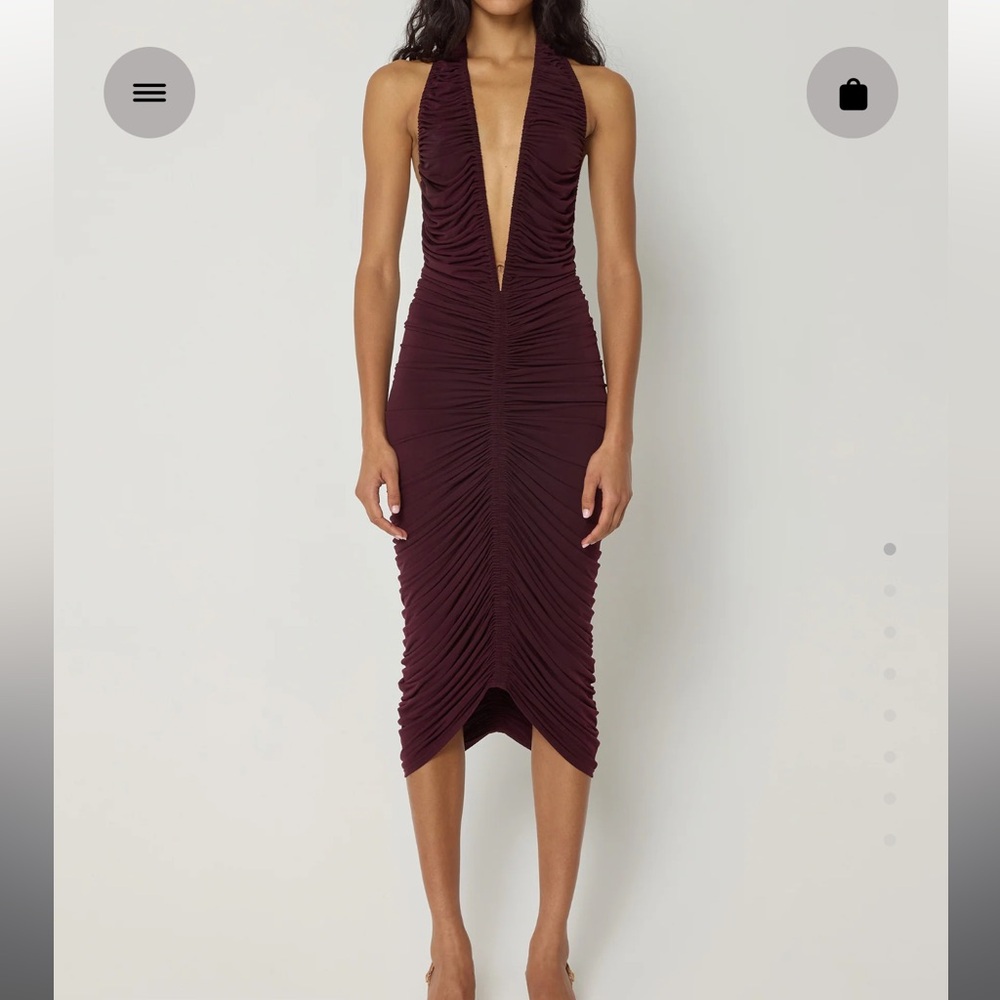 KHY plunging ruched midi dress